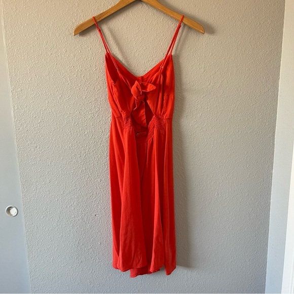 Forever 21 Coral Button Front Midi Dress Adjustable Straps Open Back Size Medium - Picture 3 of 5